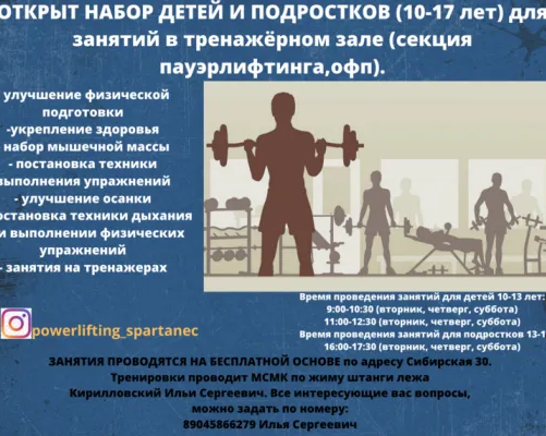 Пауэрлифтинг, ОФП, занятия в тренажерном зале
