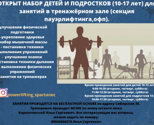 Пауэрлифтинг, ОФП, занятия в тренажерном зале