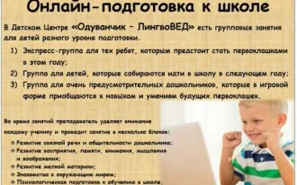 Онлайн-занятия по подготовке к школе и развивающие занятия